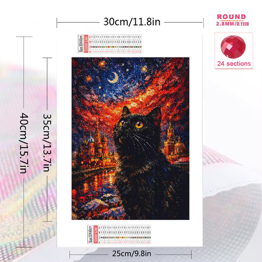 Momoart Diamantmalerei Katze DIY Acryl Stickerei Set in Multicolour, B/H: 20 x 30 cm - Bild 2