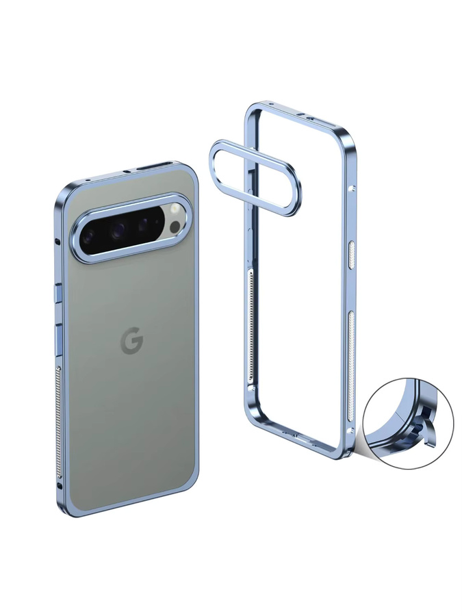 Metall-Stoßfänger-Schutzhülle aus Aluminiumlegierung für Google Pixel 10, 9 und 8 Pro XL in Grau mit Wärmeableitung - Bild 4