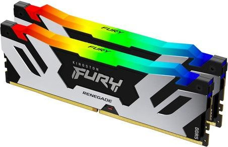 Kingston FURY Renegade RGB DDR5 RAM Kit 96GB 2 x 48GB 6400MHz CL32 DIMM 288-Pin Schwarz Silber Multicolour KF564C32RSAK2-96 - Bild 1