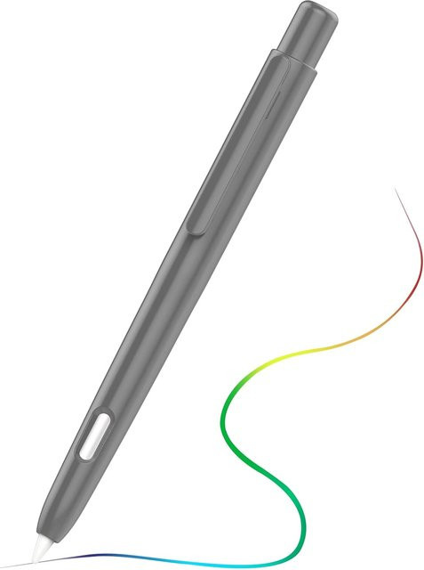 MoKo Holder Case für Apple Pencil 2. Generation, schützende Hülle mit einziehbarem Cover und stabilem Clip in Grau - Bild 1