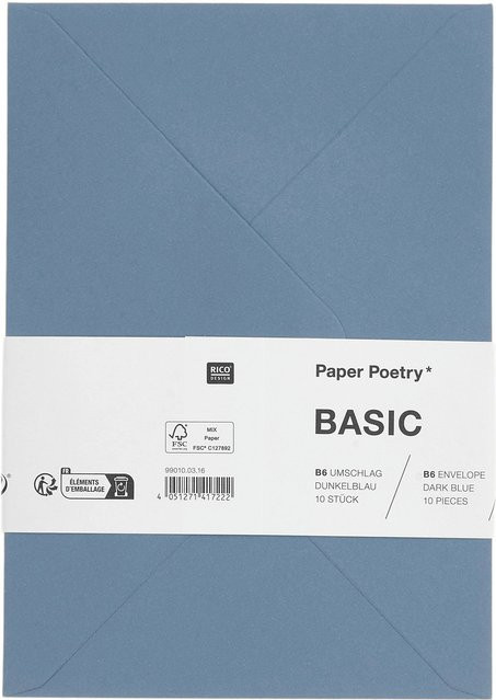 Rico Design Paper Poetry Kuvert Basic B6 Dunkelblau, 10 Stück - Bild 1