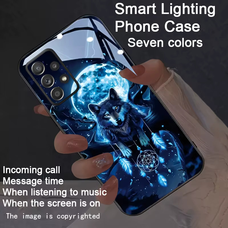 LED Handyhülle Flame Black Wolf Rhythm Flash Glow für Xiaomi Redmi Note 15 Pro 5G, Redmi Note 14, 13, 12 und POCO F7 Pro Ultra - Bild 2