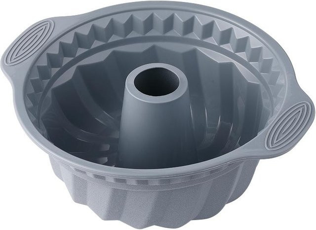 Runde Silikon-Backform in Grau mit Antihaft-Beschichtung für Kuchen, Käsekuchen und Brot - Bild 1