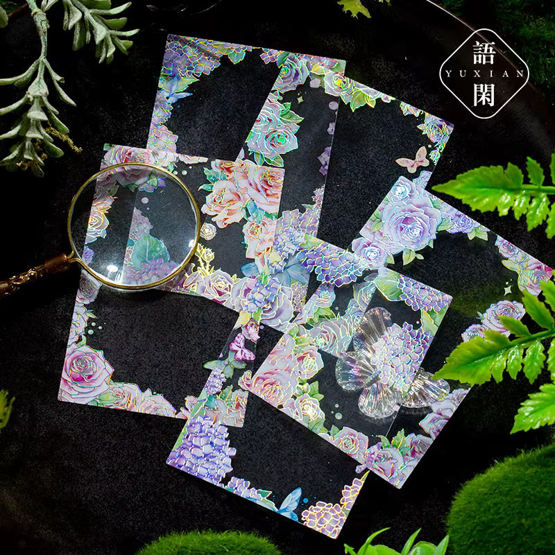 12 Stück Goldfolie Pflanzen-Blumen-Hohlmotiv Collage-Aufkleber im Retro Wald-Stil für dein DIY Journal und Deko-Zubehör in Gold und Multicolour - Bild 3