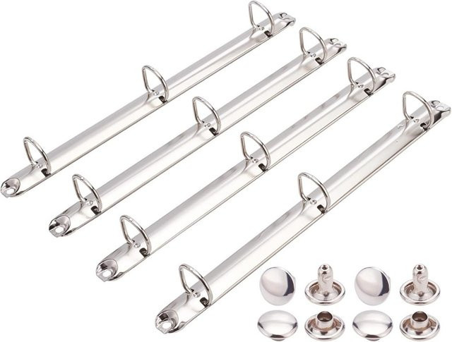 4er-Pack A4 Notizbuch aus Edelstahl in Silber mit 3 D-Ringen und Zubehör für Planer und Organisatoren - Bild 1