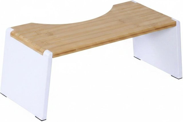 Relaxdays Toilettenhocker aus Bambus in Naturweiß klappbar B/T/H: 43,5 x 19 x 20 cm - Bild 1