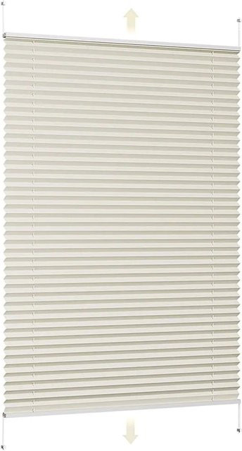 Sekey Plissee Faltrollo Klemmfix ohne Bohren Beige B: 40 cm, H: 130 cm - Bild 1