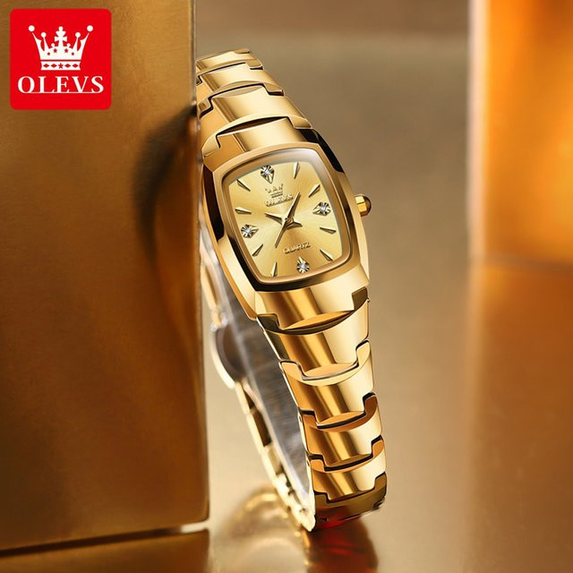 OLEVS Armbanduhr Quarz, Tonneau, Gold, Edelstahl, Damen - Bild 1