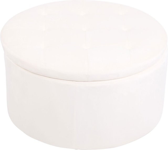 TPFLiving Sitzhocker Eva aus Samt in Creme mit abnehmbarem Bezug, B/T/H: 60 x 35 x 35 cm - Bild 1