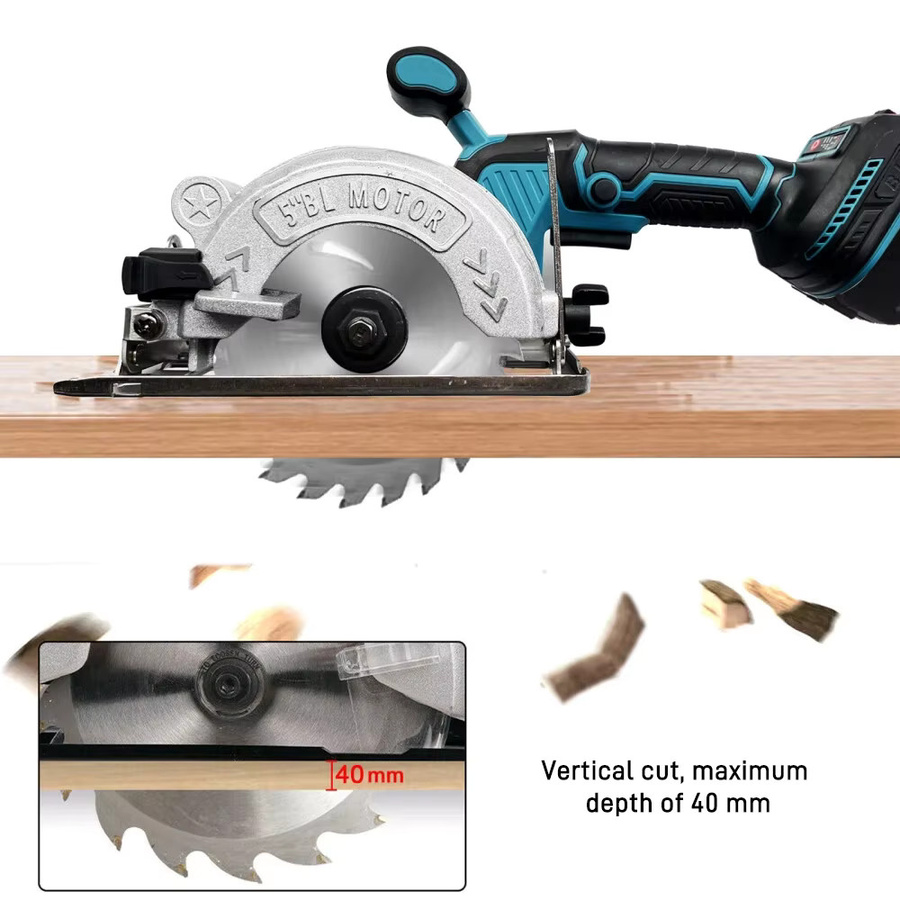 Podofo 5 Zoll Bürstenlose Akku-Kreissäge mit einstellbarem Schnittwinkel für Holz, Metall, Fliesen und Kunststoff - Bild 7