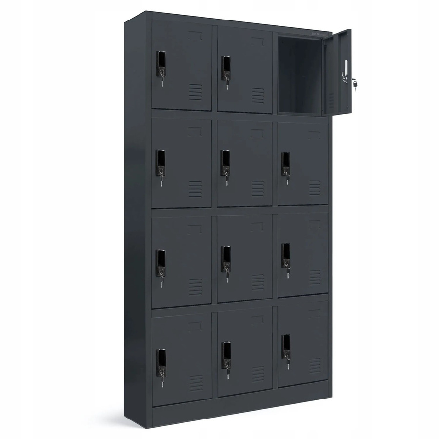 JAN NOWAK Fächerschrank MARCIN Schließfachschrank mit 12 Fächern aus Stahl in Anthrazit, H x B x T: 185 x 90 x 40 cm - Bild 2