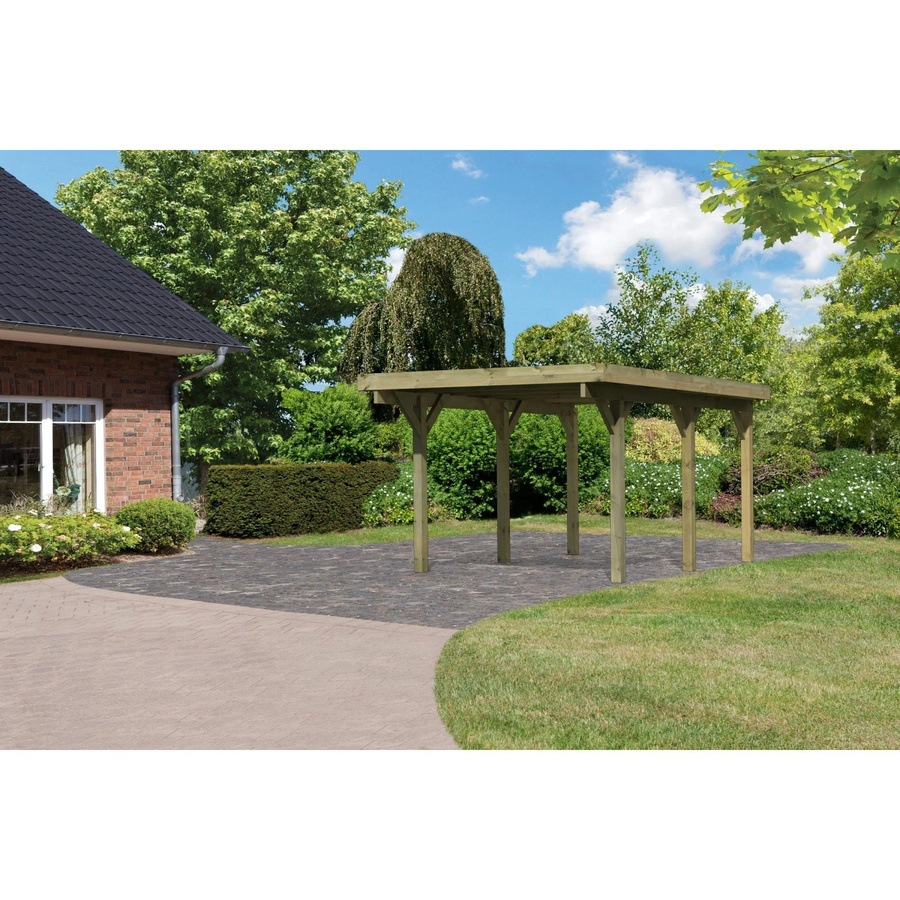 Karibu Einzelcarport Classic 1 Variante A aus Stahl mit Dach in Natur und Grün, B/T: 273 x 394,5 cm - Bild 2