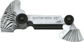Helios-Preisser Gewindeschablone kombiniert metrisch und Whitworth 48 Blätter in Silber - Bild 1