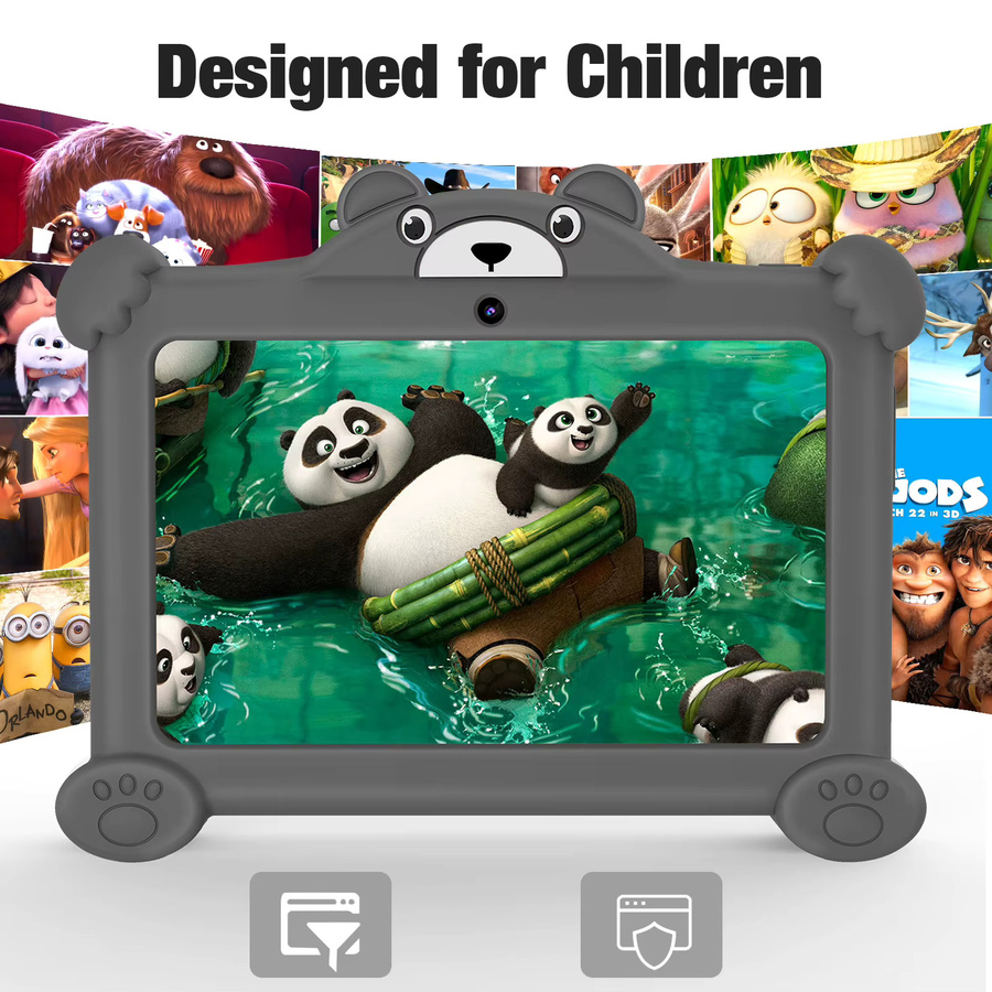 PRITOM Kids Learning Tablet PC 7 Zoll Android mit 2 GB RAM, 32 GB ROM, WiFi und Bluetooth in Grau inklusive bärenförmiger Schutzhülle - Bild 4