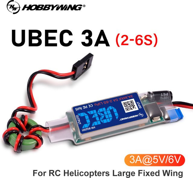 Hobbywing UBEC 3A Leistungsstabilisierungsmodul für 2-6S Lipo, 5V/6V einstellbar, Blau - Bild 1