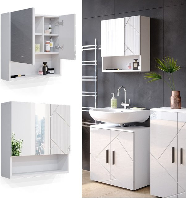 Vicco Badspiegelschrank Irma Weiß Hochglanz B/H: 54 x 55 cm - Bild 1