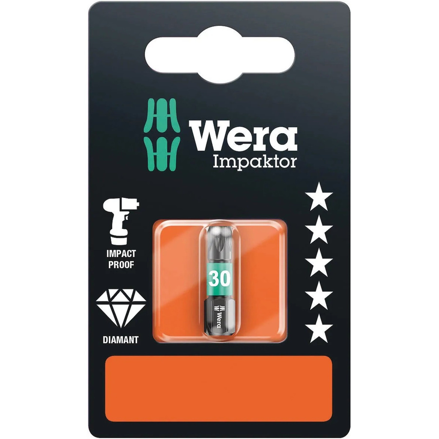 Wera Diamant Torx-Bit T 30 Impaktor 867/1 in Silber - Bild 2