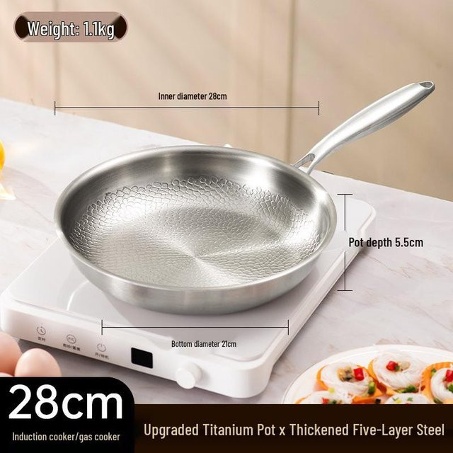 HomeHarmony Antihaft-Pfanne aus Titan und Edelstahl mit Glasdeckel, Silber, Durchmesser: 28,0 cm - Bild 1