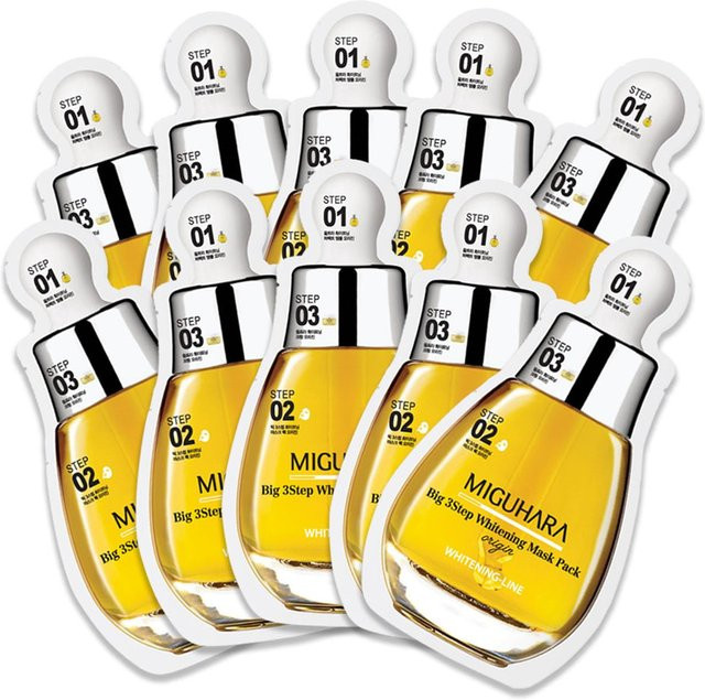 MIGUHARA Big 3 Step Glowing Mask Pack Origin, 10 Stück, Feuchtigkeitsmaske - Bild 1