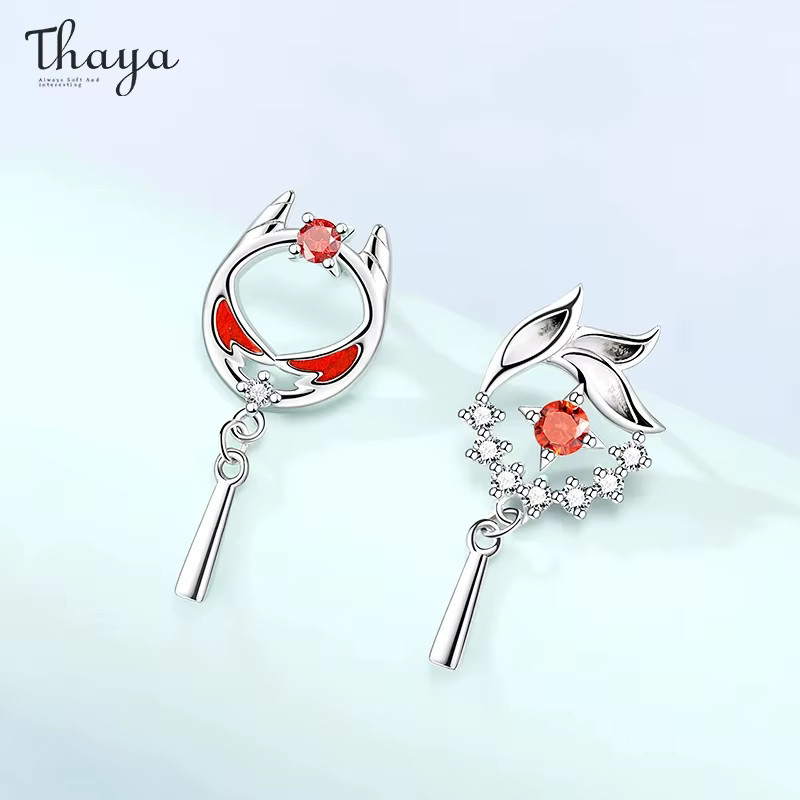 Thaya Ohrring, 925 Sterling Silber, Tropfen, Rot Öl, Löwe, Damen - Bild 2