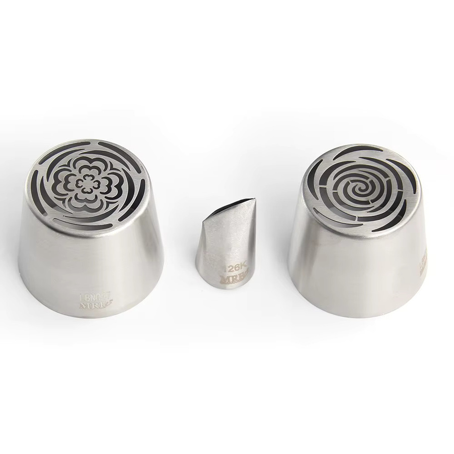 MRF Russische Spritzdüse Blumenmuster aus Edelstahl in Silber für Tortendekoration und Sahne - Bild 3