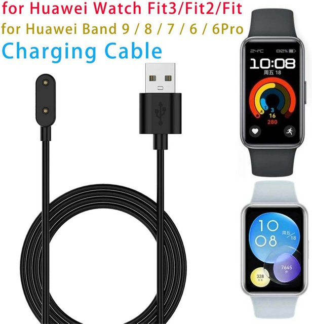 USB Smartwatch-Ladegerät Ersatz-Ladekabel für Huawei Band 10/9/8/7/6 und Watch Fit Mini/2/3/4X/4Pro sowie Honor Band 7/6 in Schwarz oder Weiß - Bild 1