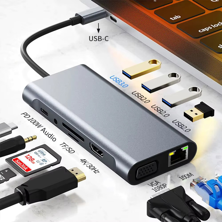MZX 11-in-1 USB-C Dockingstation mit 4K HDMI, Ethernet/LAN und USB-C Anschlüssen für PC und Laptop - Bild 5