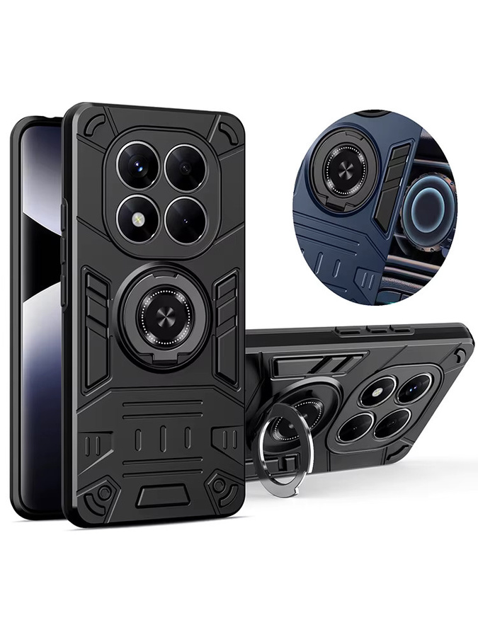 Stoßfeste Schutzhülle mit Ring-Ständer für Xiaomi Redmi Note 14 Pro, 14C, 14, 15 A5 und 15C in Schwarz und Blau - Bild 6