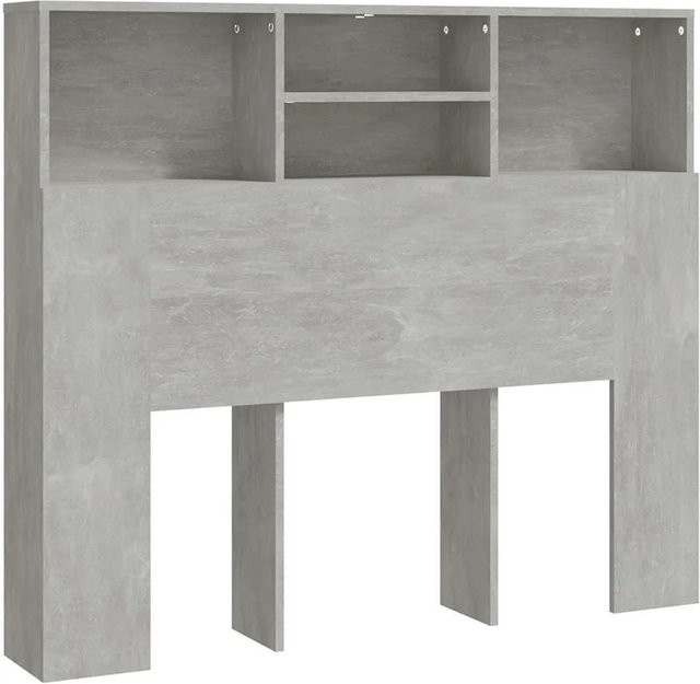vidaXL Bett-Kopfteil mit integrierten Ablagen in Betongrau, B/T/H: 120 x 19 x 103,5 cm - Bild 1
