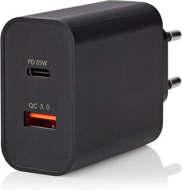 Nedis WCPD65W130BK Netzladegerät mit USB-C und USB-A in Schwarz, 65W - Bild 1