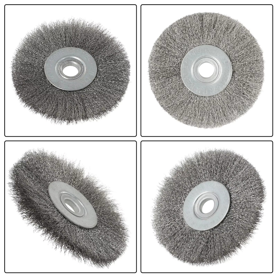 Vibratite Flache Stahldraht-Radbürste aus Edelstahl in Silber, Durchmesser: 100 mm, Drahtstärke: 0,15 mm, ideal zum Polieren und Entrosten von Metall und Holz für den Winkelschleifer - Bild 4