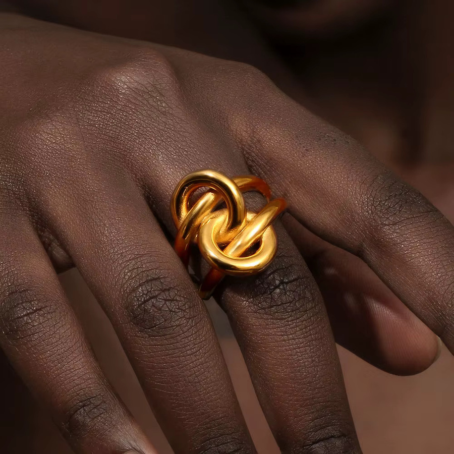 E.B.belle Knotenring, 18 Karat vergoldeter Edelstahl, Damen - Bild 3