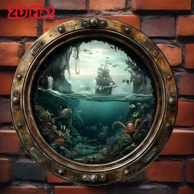CIFBUY Vintage Bullauge Metallschild Nautical Wanddekoration aus Aluminium, Durchmesser: 20,32 cm, Mehrfarbig - Bild 1