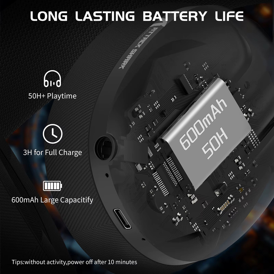Attack Shark L80 Ultraleichtes kabelloses Gaming-Headset mit Bluetooth 5.3, 2,4 GHz und 3,5 mm Anschluss, Stereo 5.1, On-Ear mit Geräuschunterdrückung - Bild 3