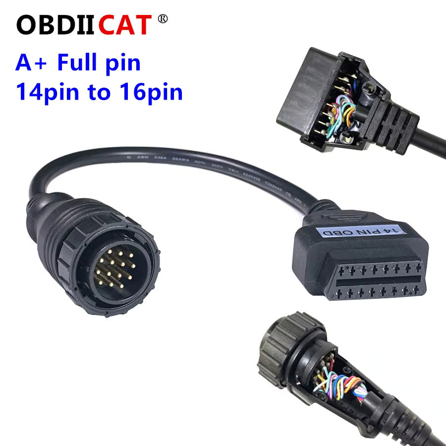OBDIIVCI 14-Pin auf OBD2 16-Pin Adapter Kabel für die Fahrzeugdiagnose in Schwarz - Bild 2