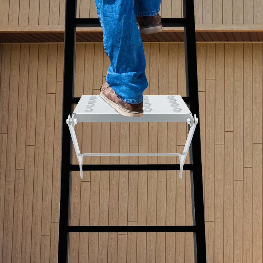 Robuste Leiter-Arbeitsplattform in Silber mit einer Belastbarkeit von 150 kg für Malerarbeiten und Verkabelungen - Bild 2