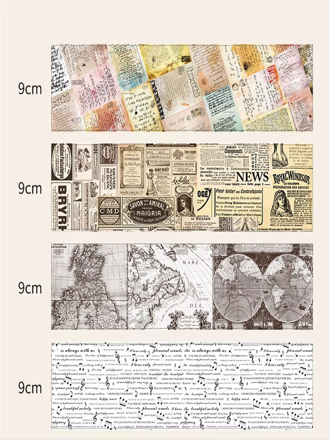 Washi Tape Band 4 Vintage Zeitungs- und Papierband in Multicolour für DIY-Scrapbooking - Bild 5