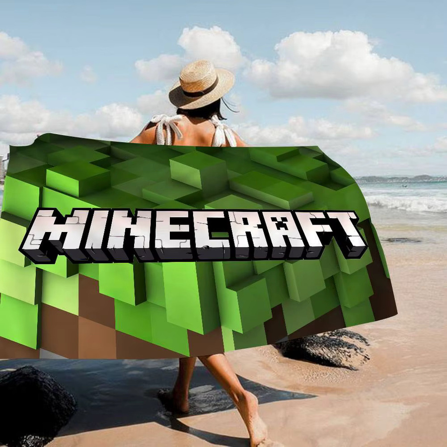 Potdemiel Sandbox Game M-Minecraft Strandtuch aus Mikrofaser in Multicolour - Bild 3