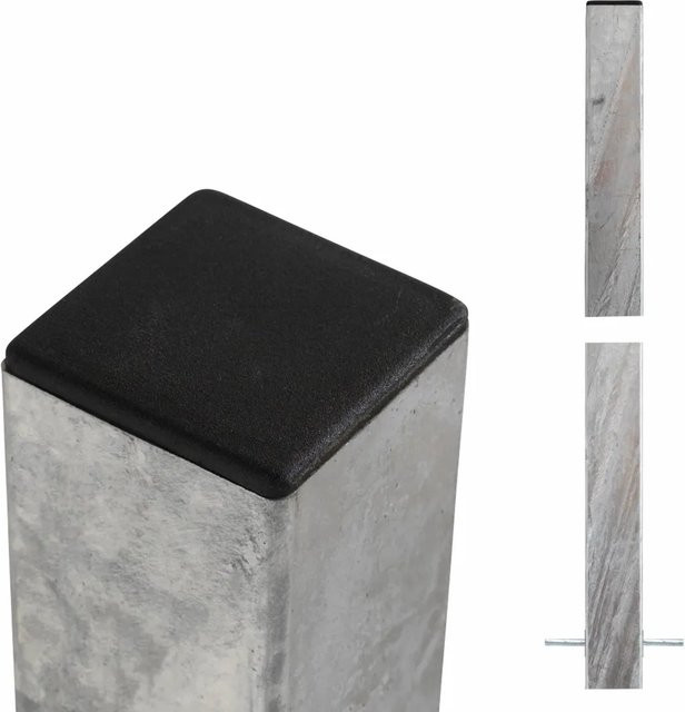 Zaunpfosten aus Stahl in Grau, quadratisch, B/T/H: 8 x 8 x 268 cm - Bild 1