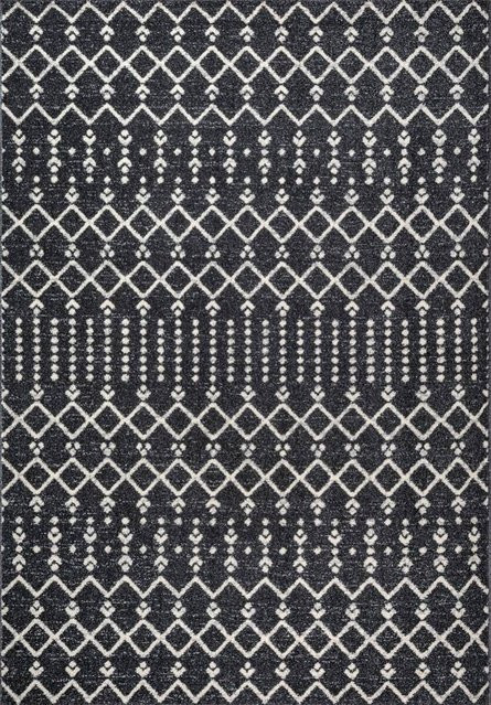 Sanat Teppich Schwarz Geometrisches BOHO Design Pflegeleicht und Fußbodenheizung geeignet Breite: 200 cm, Tiefe: 80 cm - Bild 1