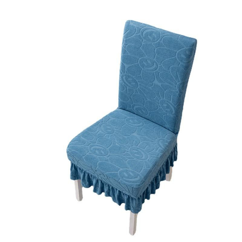 Yiran Furniture Universal Stuhlhussen Set mit integriertem Hockerbezug für Esszimmerstühle, Blau, B/T/H: 42 x 38 x 38 cm - Bild 2