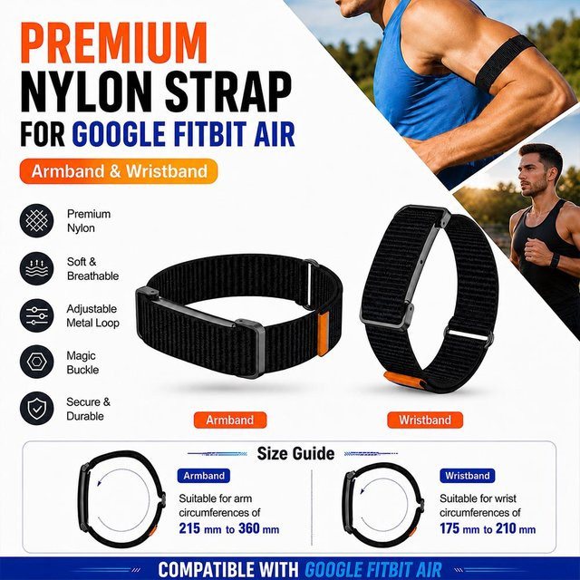 Google Fitbit Air Armband, Nylon, Schwarz, Unisex - Bild 1