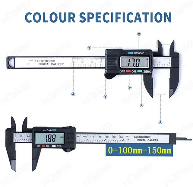 HQstrap Digitaler Messschieber, Carbon Faser Verbundwerkstoffe, Schwarz, Unisex - Bild 1