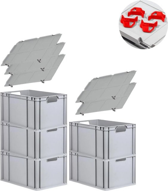 PROREGAL Spar Set Eurobox Nextgen Economy mit Auflagedeckel und Schiebeschnappverschlüssen, Rot, H x B x T: 32 x 40 x 60 cm - Bild 1