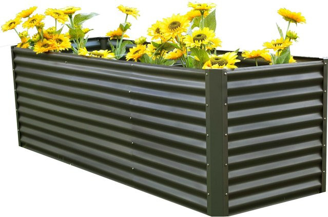 OUTFLEXX Hochbeet Set mit Erweiterungsmodul aus Aluminium-Zink-Stahl, Anthrazit, Breite: 120 cm und 80 cm - Bild 1