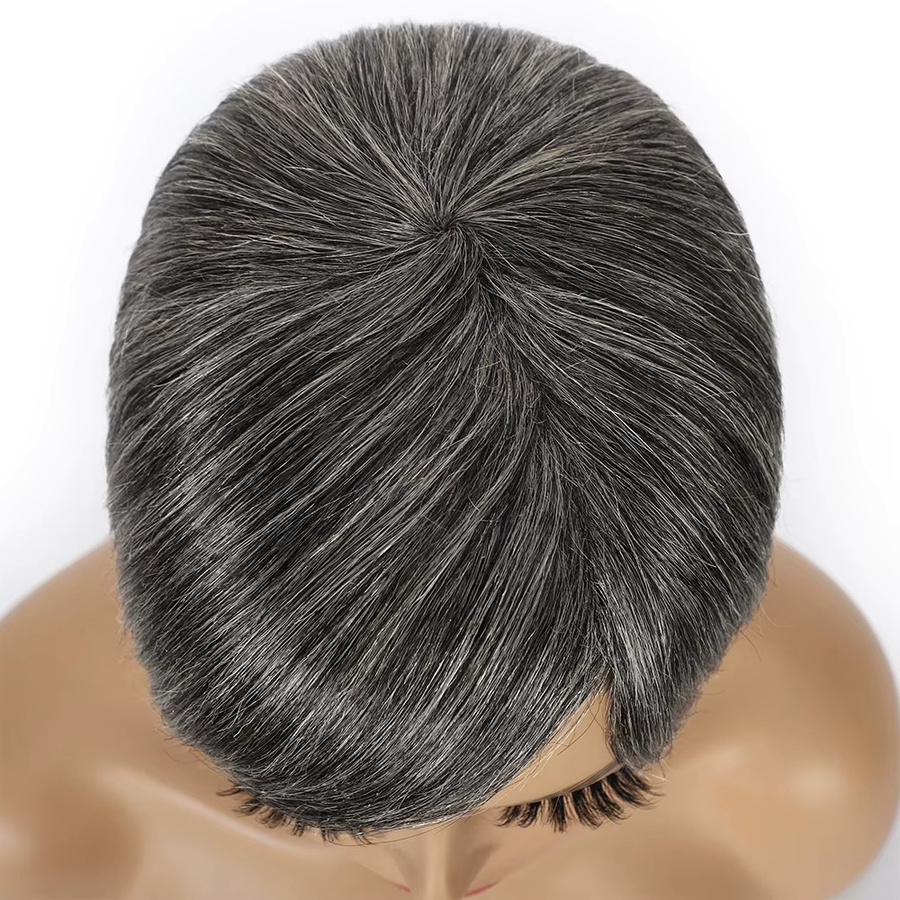 Linhua Pixie-Perücke, Echthaar, Ombre-Grau, Damen - Bild 3