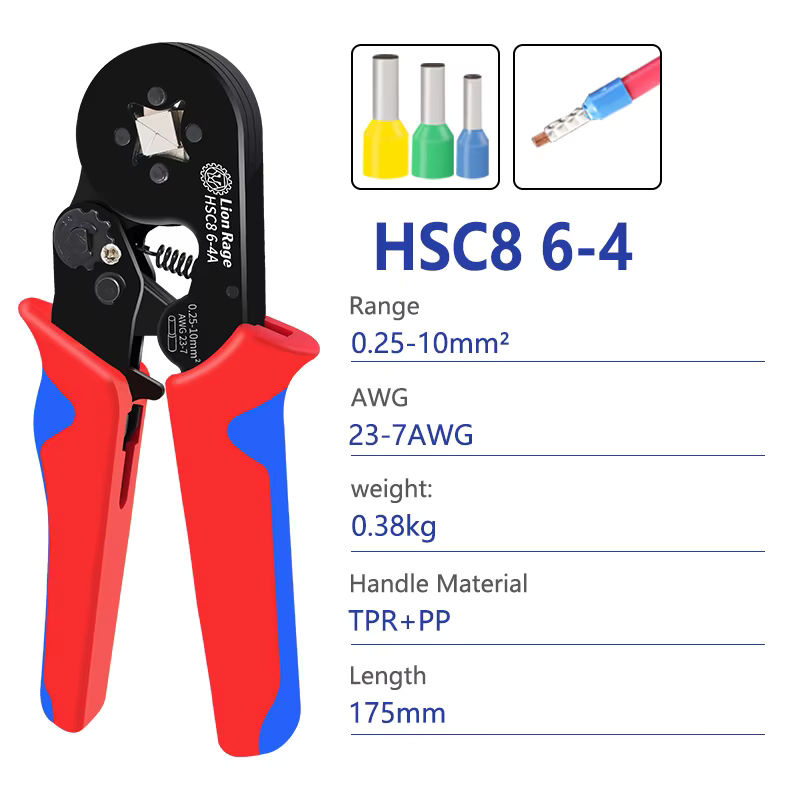 Lion Rage Crimpzange HSC8 6-4 für Aderendhülsen 0,25-10mm 23-7AWG - Bild 2