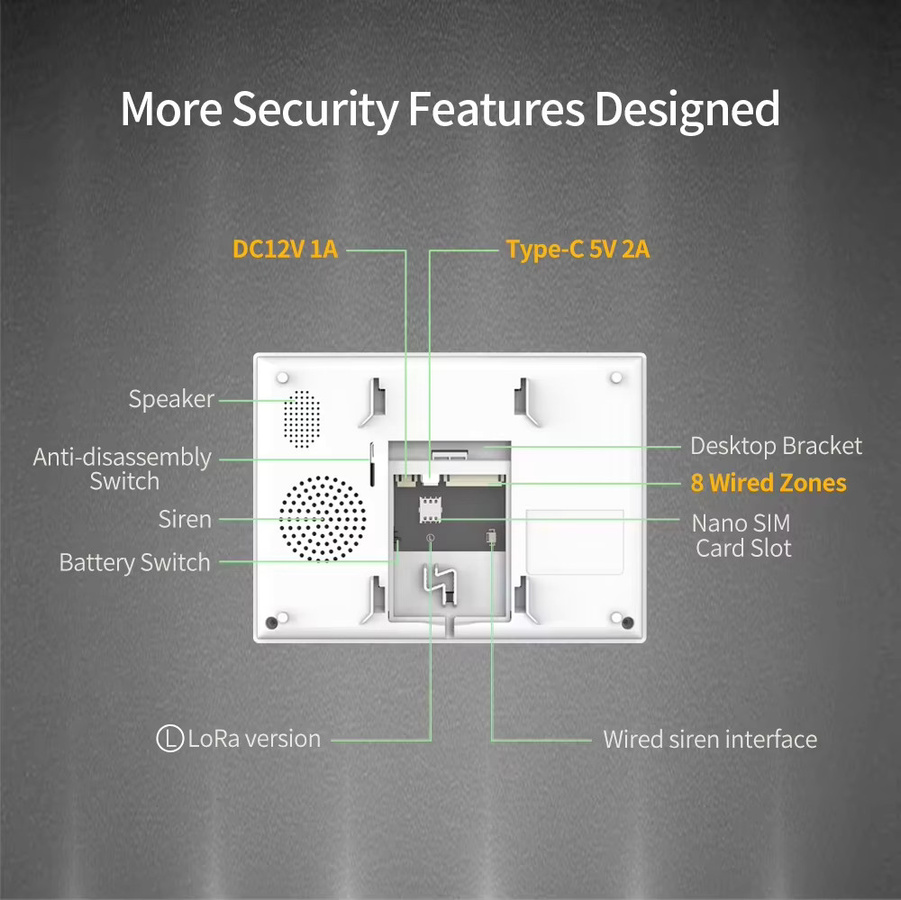 Staniot 7 Zoll LoRa Schutzalarm-Set in Weiß mit WiFi und 4G für dein Tuya Smart Home, Einbruchschutz-Alarmsystem mit 5000mAh Akku, kompatibel mit Alexa - Bild 4