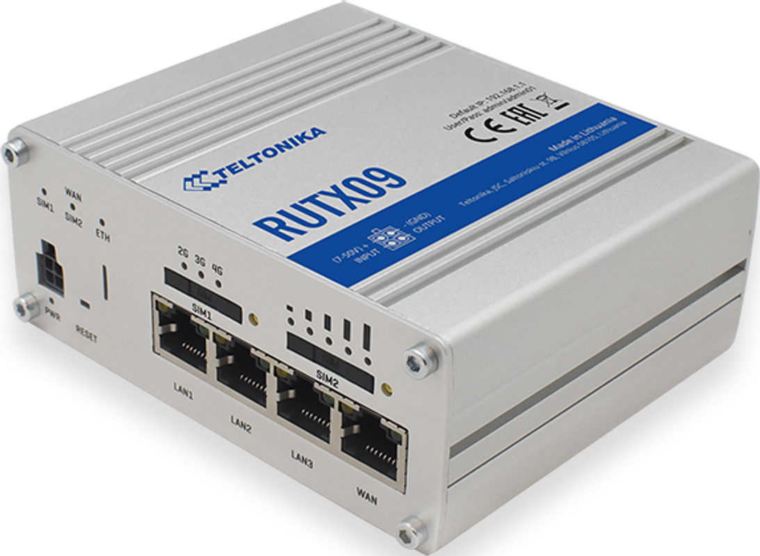 Teltonika RUTX09 LTE/4G Industrie Router mit 4-Port-Switch, GigE, GPS und Cellular/Ethernet/LAN Unterstützung zur Montage an der DIN-Schiene - Bild 2