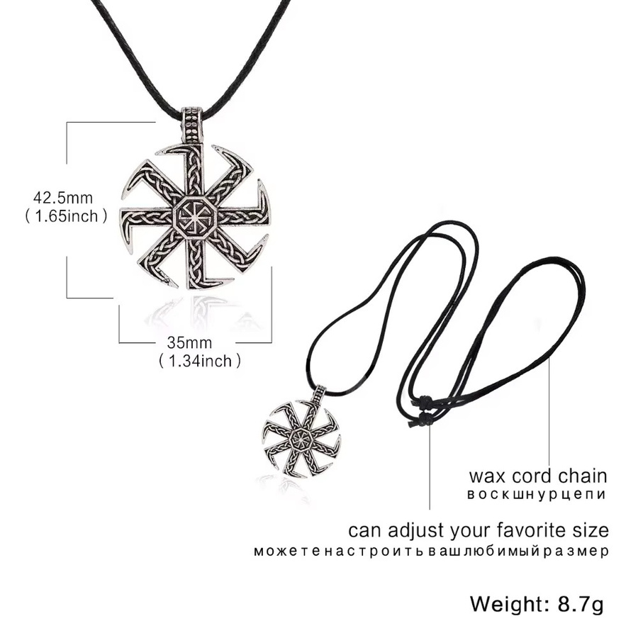 Skyrim Anhänger Kolovrat Sun Wheel, Edelstahl, Vintage, Unisex - Bild 3